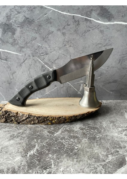 Siyah Kabzeli El Yapımı Kılıflı Kompakt Kamp ve Av Bıçağı – 24 cm fırsatları