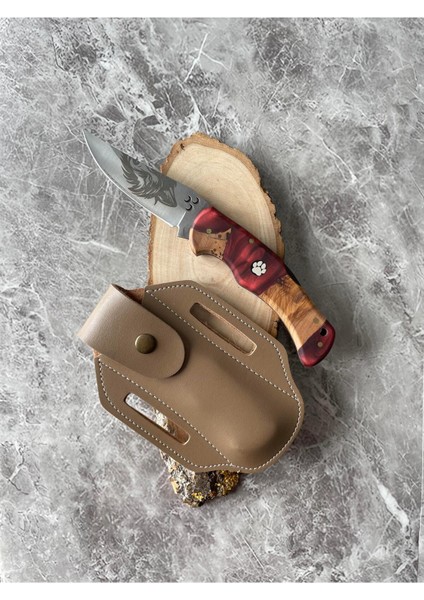 Kurt Gravürlü Hibrit Bordo Epoksi Kabzeli Kamp Çakısı – 20,5 cm fiyatları