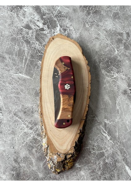 Kurt Gravürlü Hibrit Bordo Epoksi Kabzeli Kamp Çakısı – 20,5 cm indirimleri