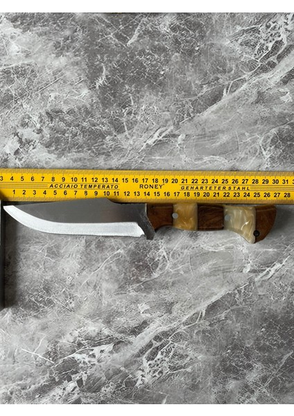 Hibrit Beyaz Epoksi Kabzeli El Yapımı Kılıflı Kamp ve Av Bıçağı – 26,5 cm indirimleri