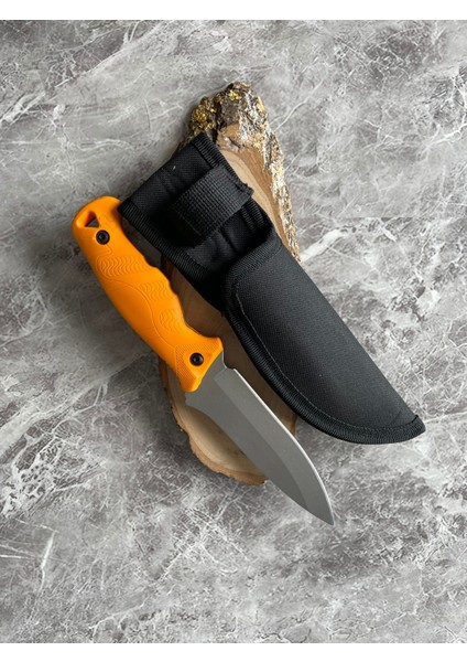 Kompakt Turuncu Kabzeli El Yapımı Kılıflı Kamp ve Av Bıçağı – 24 cm fiyatları