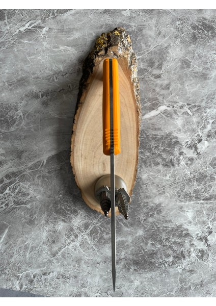 Kompakt Turuncu Kabzeli El Yapımı Kılıflı Kamp ve Av Bıçağı – 24 cm modelleri