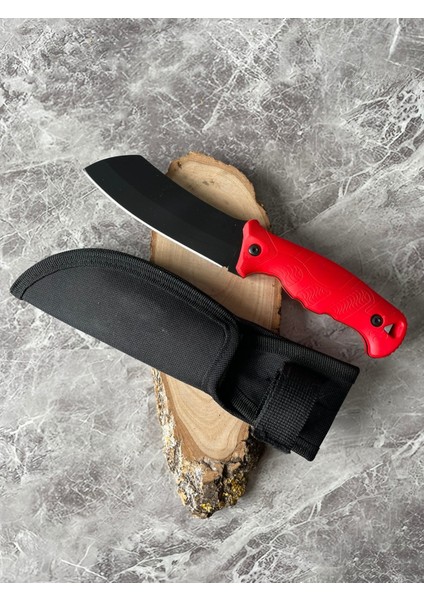 Satır Model Kompakt Kırmızı Kabzeli Kılıflı El Yapımı Kamp ve Av Bıçağı – 23 cm fiyatları