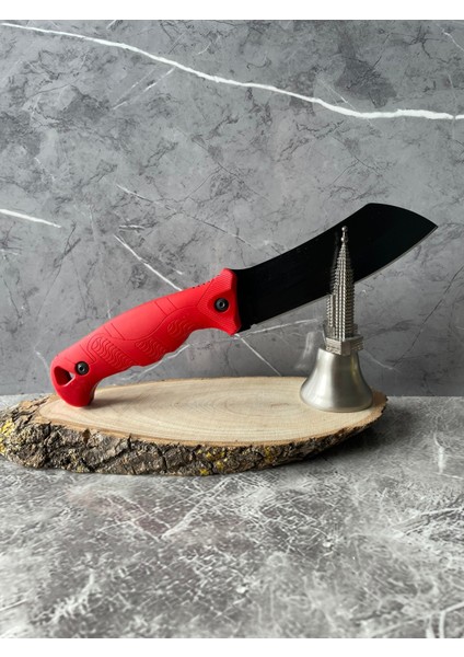 Satır Model Kompakt Kırmızı Kabzeli Kılıflı El Yapımı Kamp ve Av Bıçağı – 23 cm fırsatları