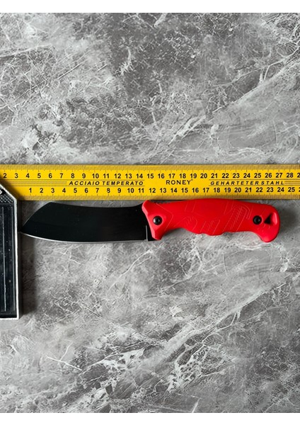 Satır Model Kompakt Kırmızı Kabzeli Kılıflı El Yapımı Kamp ve Av Bıçağı – 23 cm indirimleri