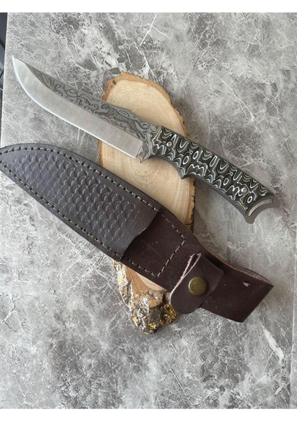 Pars Gravürlü Çelik Kamp & Av Bıçağı – Dramer Verzalit Kahverengi Kabze, Özel Kılıflı, 27 cm fiyatları