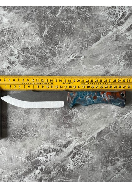 4116 Çelik Çok Renkli Epoksi Kabzeli El Yapımı Kılıflı Kamp ve Av Bıçağı – 27 cm indirimleri