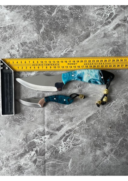 Epoksi Mavi-Siyah Babalı Oğullu Kamp Bıçağı – Kılıflı, 2’li Set, Hediyelik & Outdoor indirimleri