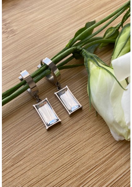 316L Çelik Zirkon Taşlı Küpe