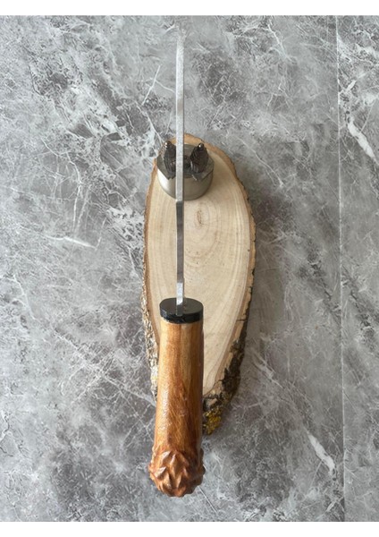 Oyma Kartal Başlıklı Ceviz Kabzeli Kamp ve Av Bıçağı – Özel Vaketa Kılıflı, 29 cm modelleri