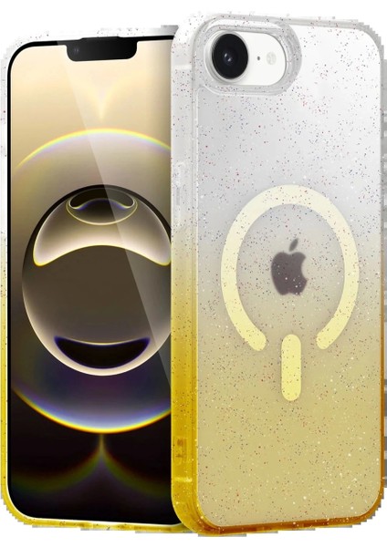 Apple iPhone 16E Pummel Shiny Magsafe Kapak - Gold