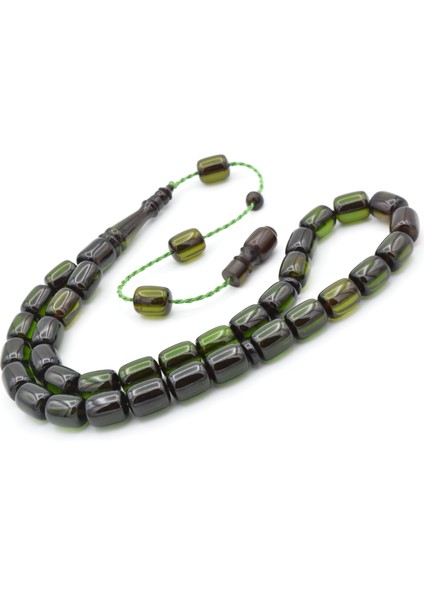 Ebu Sırr Imzalı Kapsül Kesim Yeşil Sıkma Kehribar Tesbih fiyatları