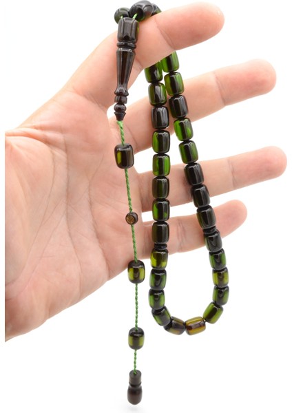 Ebu Sırr Imzalı Kapsül Kesim Yeşil Sıkma Kehribar Tesbih modelleri