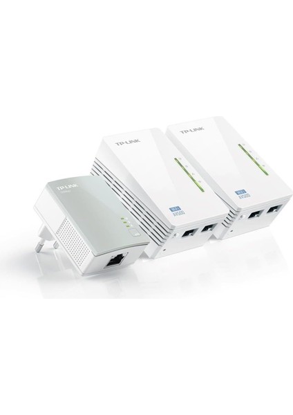 TL-WPA4220T Kıt, AV600 300MBPS Kablosuz Tak Kullan 2 Lan Portlu 300M Mesafeli Menzil Genişletici 3 Lü Powerline Adaptör