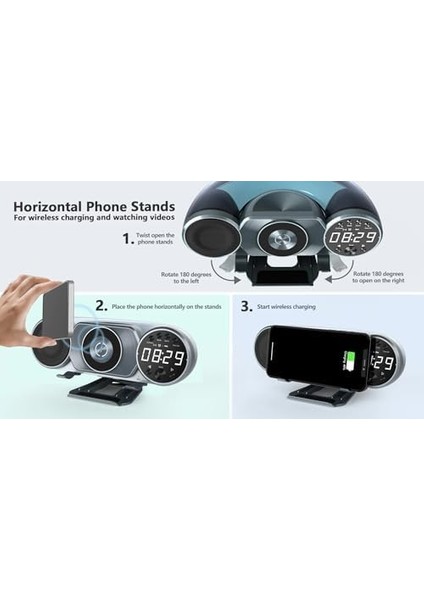 Çift Telefon Şarj Desteği USB Kablosuz Şarjlı Hoparlör Çok Fonksiyonlu Fm Radyo Çalar Saat Bluetooth 5.1 Rgb Gece Lambası Müzik Kutusu 1200MAH Pil Kapasitesi WD-100 modelleri