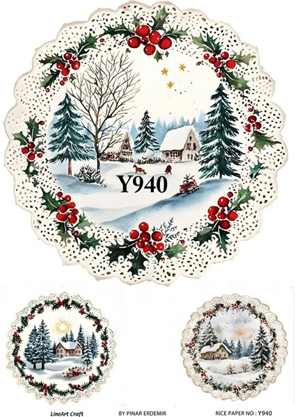 Y940 Yeniyıl Serisi Kar Manzarası 29*42 cm Pirinç Dekopaj