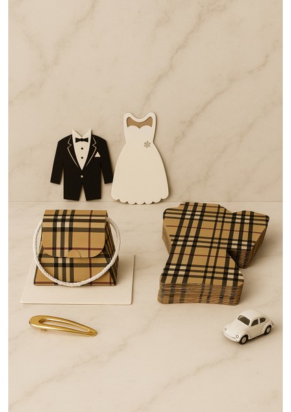 Bymeyla 10 Adet Konsept Özel Tasarım Ekose Desenli Hediye Kutusu Çanta Boş Karton Hediye Paketi Hediyelik modelleri