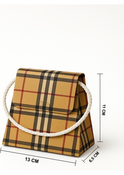 Bymeyla 10 Adet Konsept Özel Tasarım Ekose Desenli Hediye Kutusu Çanta Boş Karton Hediye Paketi Hediyelik fırsatları