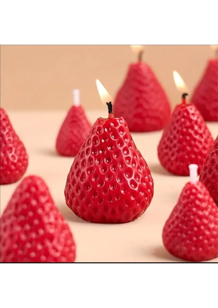 4'lü Çilek Seti, Tek Kalıpta 4 Meyve Silikon Kalıp K-1458, Kokulu Taş Sabun Alçı Mum Kalıbı