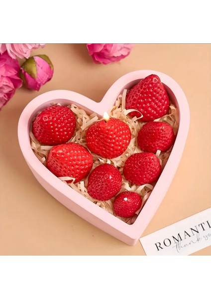 4'lü Çilek Seti, Tek Kalıpta 4 Meyve Silikon Kalıp K-1458, Kokulu Taş Sabun Alçı Mum Kalıbı
