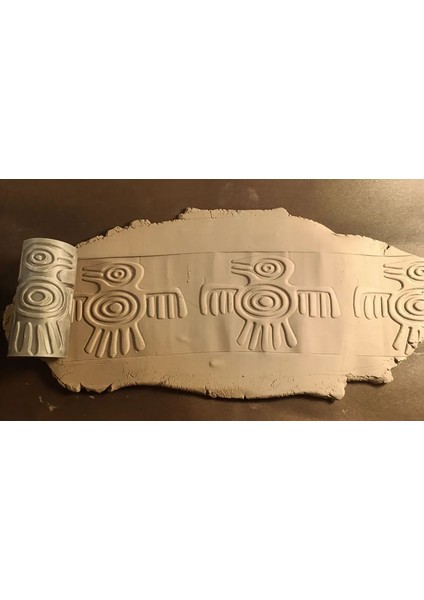 10 cm Antik Desen Silindir Desen Oklavası Mühür Baskı Seramik ve Polimer Kil