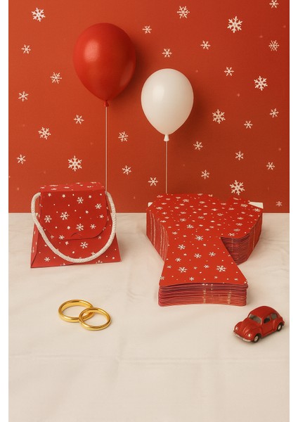 Bymeyla 25 Adet Konsept Özel Tasarım Kar Desenli Hediye Kutusu Çanta Boş Karton Hediye Paketi Hediyelik modelleri