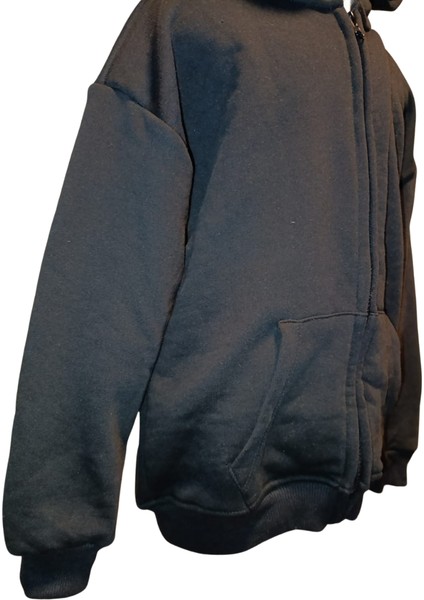 Erkek Çocuk Siyah Kapüşonlu Fermuarlı Baskısız Sweatshirt 9 Yaş Siyah modelleri