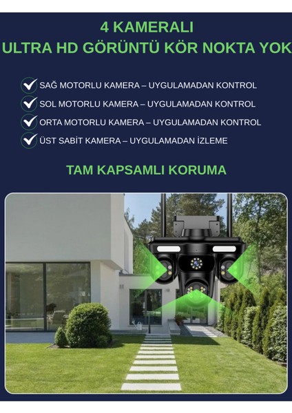 S316 Wifi Güvenlik Kamerası 4 Kameralı 20MP Ultra Hd Ptz Hareketli Sesli Gece Görüşlü Akıllı Kamera fiyatları