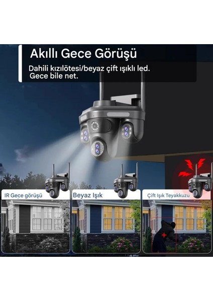 S316 Wifi Güvenlik Kamerası 4 Kameralı 20MP Ultra Hd Ptz Hareketli Sesli Gece Görüşlü Akıllı Kamera indirimleri