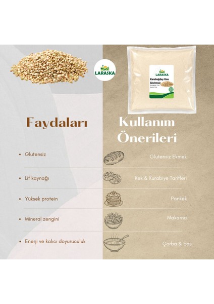 Glutensiz Çiğ Karabuğday Unu – 500 gr Raw Buckwheat Flour Greçka fiyatları