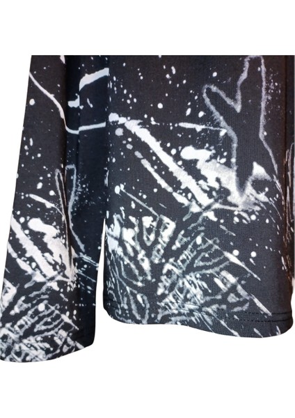 Fancy Kids Antalya Erkek Çocuk Siyah Sweatshirt Neon Kabartma Baskılı Pamuk Kumaş indirimleri