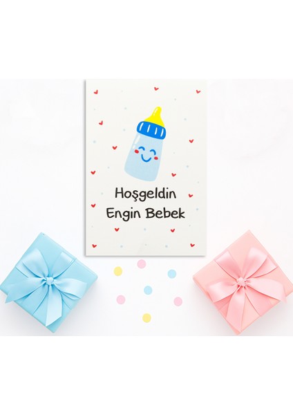 10X14 cm Kişiselleştirilebilir Hoşgeldin Bebeğim Temalı 10 Adet Kart Model-4