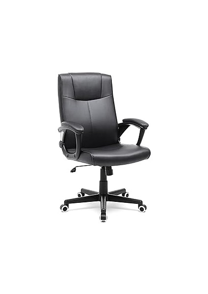 Songmics Ofis Sandalyesi Pu, Yüksekliği Ayarlanabilir Ergonomik Tasarım, Döner Sandalye, Siyah, Obg