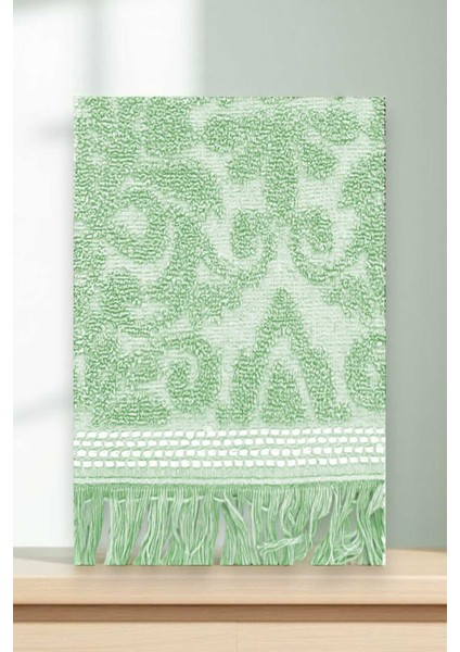 2 Parça Jakarlı Banyo Havlu Takımı &#37;100 Pamuklu 90X150 cm Arden Yeşil modelleri