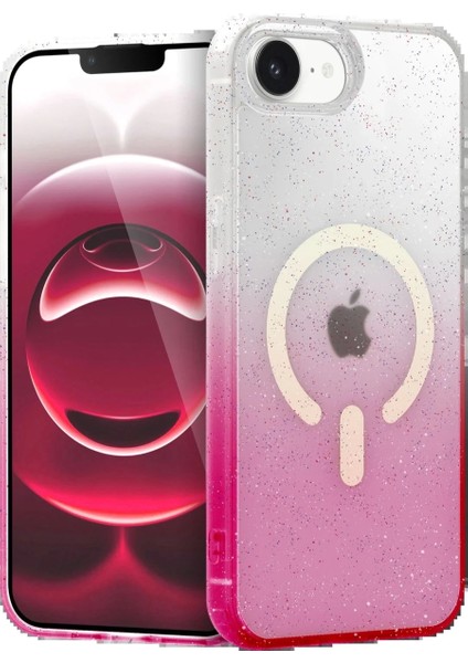 Apple iPhone 16E Pummel Shiny Magsafe Kapak - Pembe