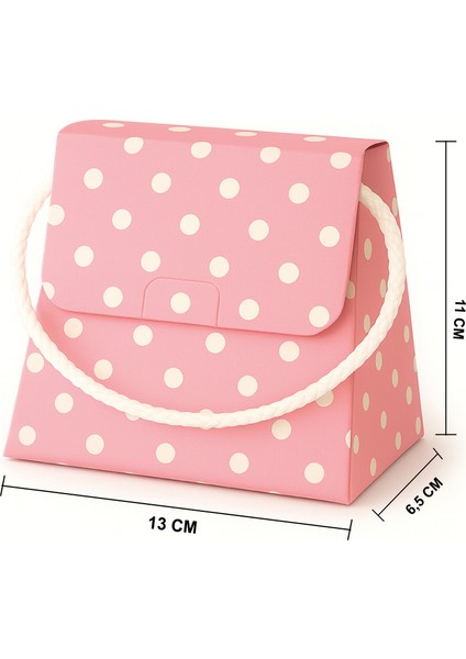 Bymeyla 25 Adet Konsept Özel Tasarım Pembe Puantiyeli Desenli Hediye Kutusu Çanta Boş Karton Hediye Paketi Hediyelik fırsatları