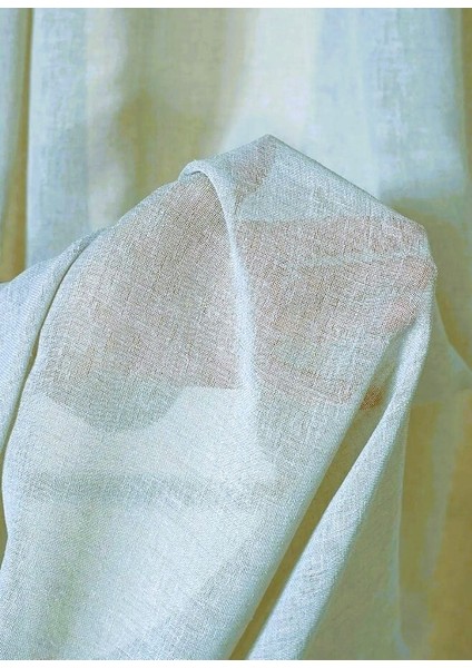 Düz Pilesiz Keten Krem Tül Perde modelleri