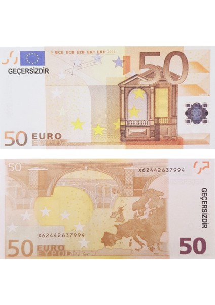 100 Adet 50 Euro Geçersiz Yazılı Para Düğün Nikah Film Parti Şaka Malzemesi