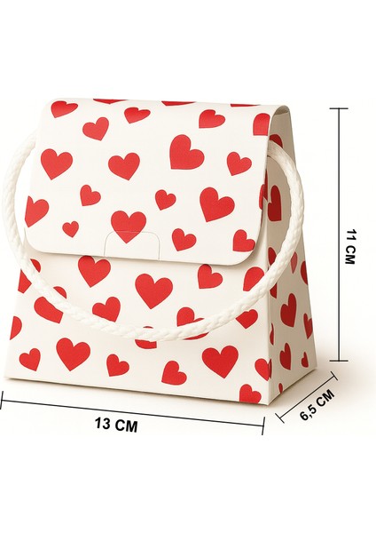 Bymeyla 20 Adet Konsept Özel Tasarım Kırmızı Kalp Desenli Hediye Kutusu Çanta Boş Karton Hediye Paketi Hediyelik fırsatları