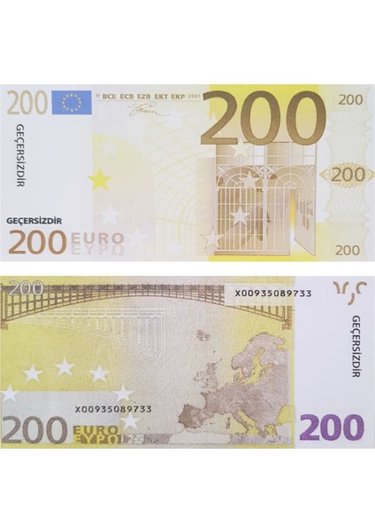 100 Adet 200 Euro Geçersiz Yazılı Para Düğün Nikah Film Parti Şaka Malzemesi