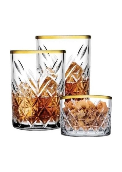 Timeless Viski Bardağı Çerezlik Golden Touch 3 Parça Set fiyatları