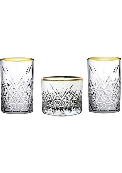 Timeless Viski Bardağı Çerezlik Golden Touch 3 Parça Set modelleri