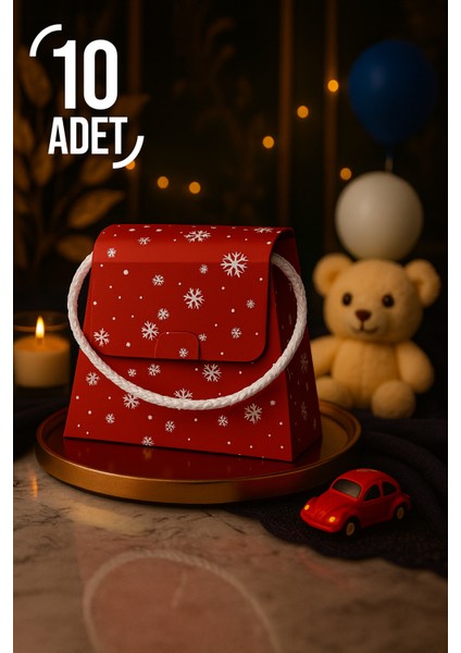 Bymeyla 10 Adet Konsept Özel Tasarım Kar Desenli Hediye Kutusu Çanta Boş Karton Hediye Paketi Hediyelik
