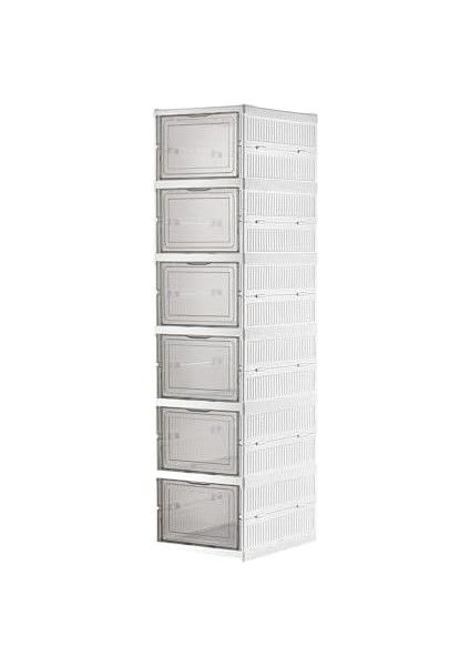 6 Katlı, Katlanabilir Ayakkabılık, Taşınabilir Çok Amaçlı, Geniş, Katlanabilir Dolap ve Raf, Katlanır Taşınabilir Premium Portatif Organizer Ayakkabılık (25,5cm x 34,5cm x 105,5CM) (Beyaz) fiyatları