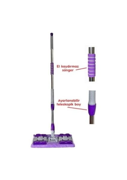 Mop Yer Fayans Duvar Yüzey Temizlik Mikrofiber Mandallı Mop, Teleskopik Saplı Istediğin Bezi Tak Kullan Hediye Yedek Bez ' Li fiyatları