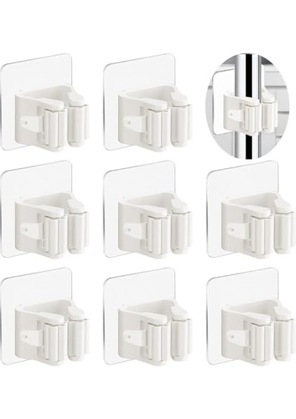 8 Li Kendinden Yapışkanlı Süpürge ve Mop Tutucu - Duvara Monte Matkapsız Paspas Askısı, Ev, Mutfak, Bahçe, Garaj ve Depo Için Duvar Tipi Organizer, Temizlik Gereçleri Düzenleyici fiyatları