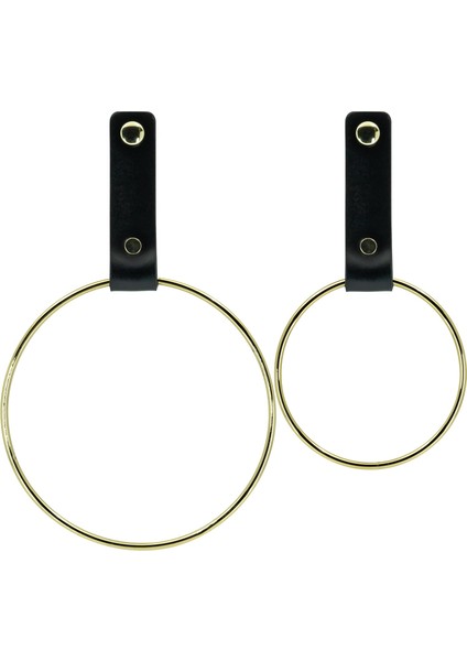 Deri Havlu Askısı, Ikili Metal Kulplu Havlu Askısı - Gold