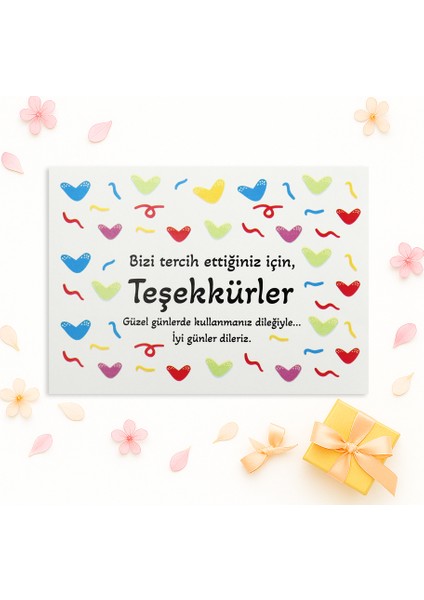 10 X 14 Cm Özel Baskılı Teşekkür Kartı 10 Adet