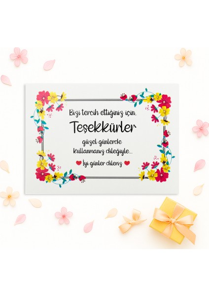 10 X 14 Cm Özel Baskılı Teşekkür Kartı 10 Adet