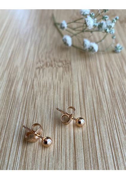 Çelik Gold Top Küpe